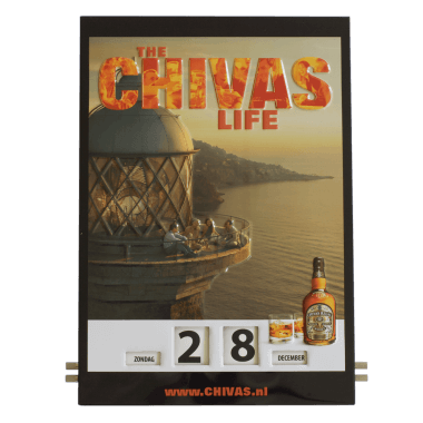 Chivas rotary calendar, embossed, made of tin metal, 300 mm x 430 mm 