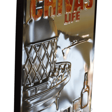 Chivas rotary calendar, detailed view of the embossing 