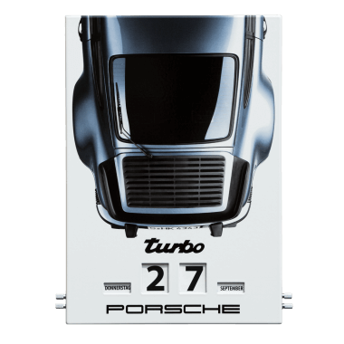 Rotary Porsche Turbo calendar made of porcelain enamel, 300 mm x 430 mm, limited edition, numbered 