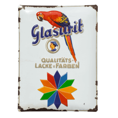 Glasurit tin metal sign, the rusting has been printed on to it 
