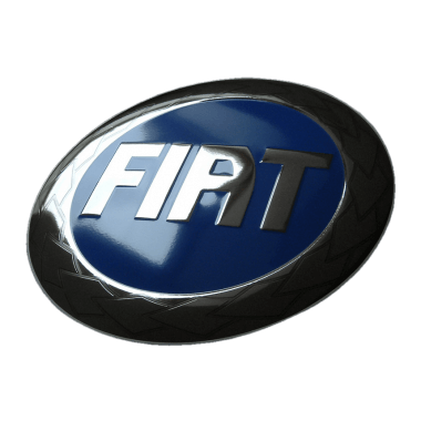Intricate Fiat porcelain enamel sign, 50 cm in diameter, embossed, with platinum and hidden hanger 