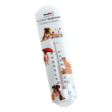 Kleber thermometer, present for a customer, made of aluminium, 100 mm x 400 mm, suitable for outdoor use 